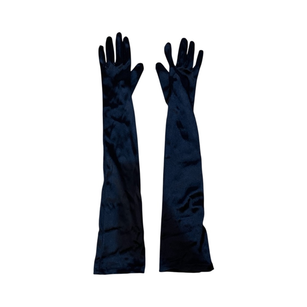 Black stretchy satin costume opera gloves